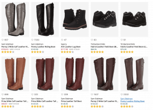 Zappos page for leather boots