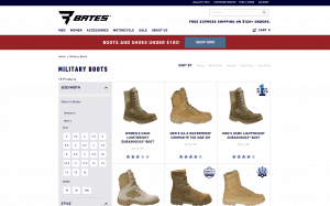 Bates page for combat boots