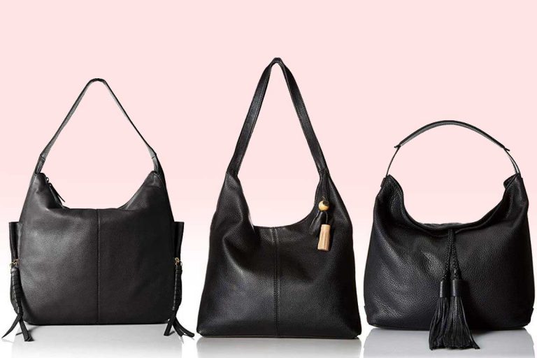 Classy black leather hobo handbags