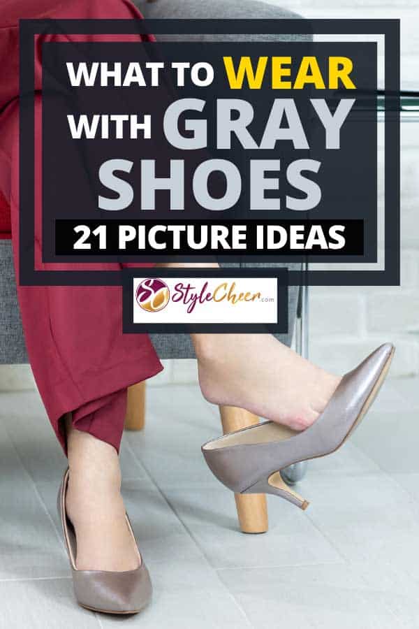 Woman in casual attire wearing gray high heels, What to Wear With Gray Shoes? [21 Picture Ideas]
