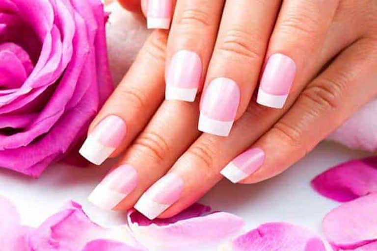 Stylish pink manicure with pink rose and petals, 28 AWESOME Pink Nails Ideas you should check out