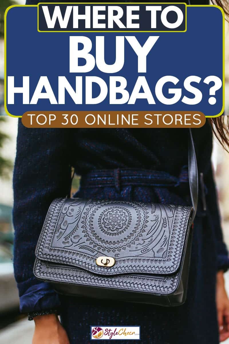 A woman wearing a blue dress with a small purse on her side, Where To Buy Handbags [Top 30 Online Stores]
