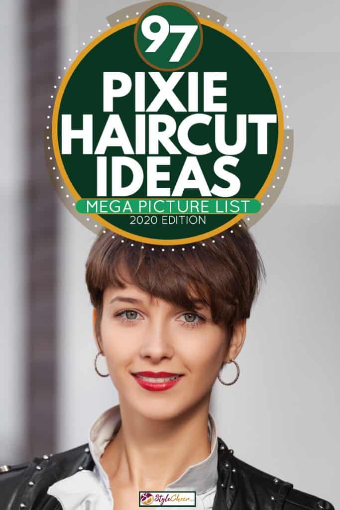 A young woman with a pixie haircut and red lips, 97 Pixie Haircut Ideas [Mega Picture List - 2020 Edition]
