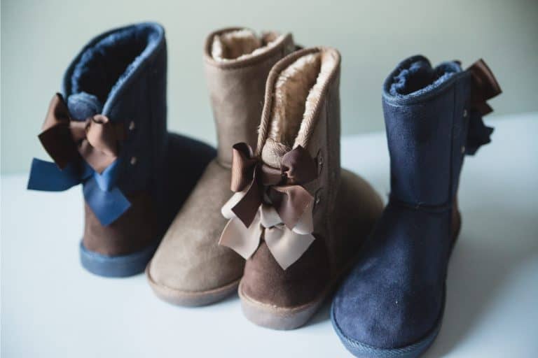 Side and top view of a blue and brown shearling boots, Are Shearling Boots Waterproof