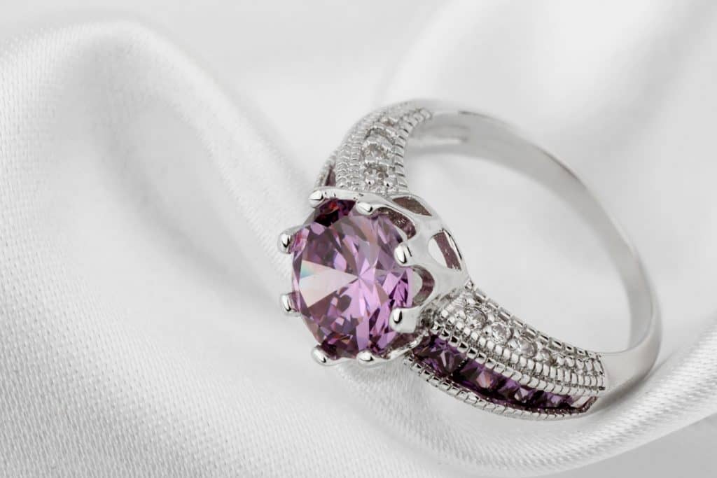 A purple sapphire ring that looks like an amethyst engagement ring