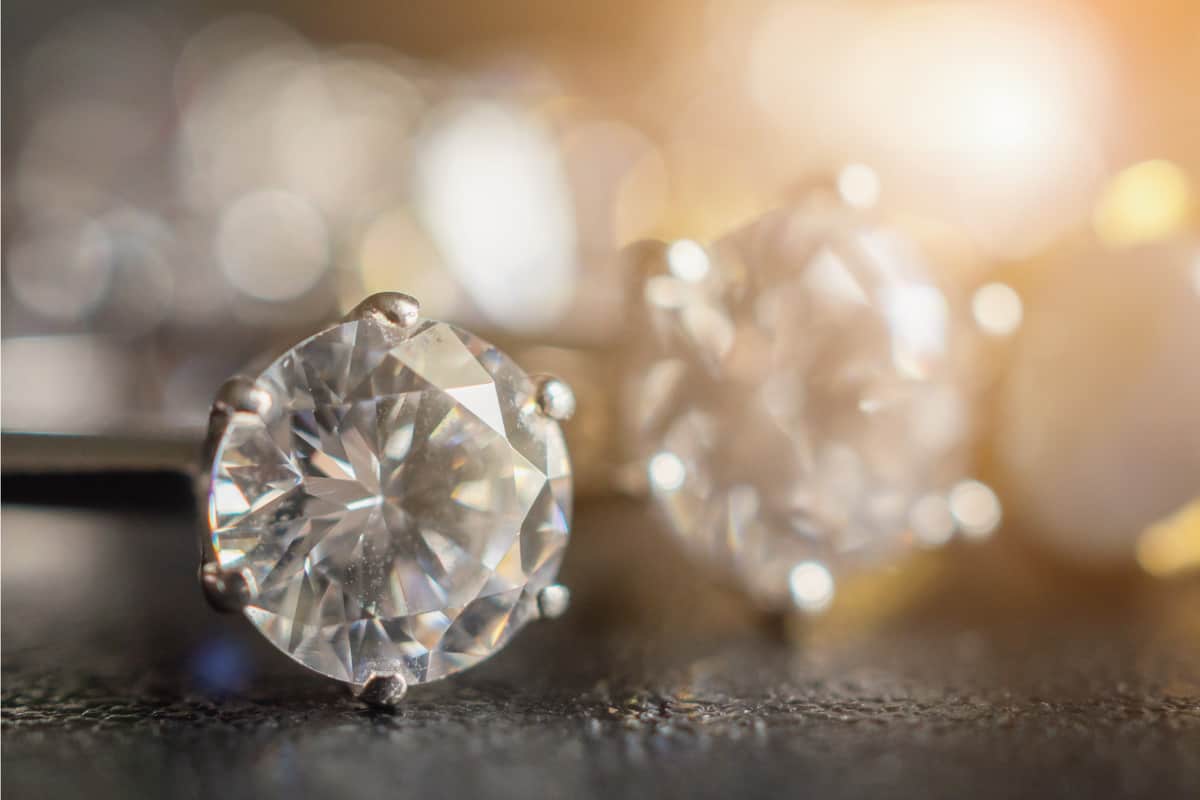 Jewelry diamond rings set on blurry background