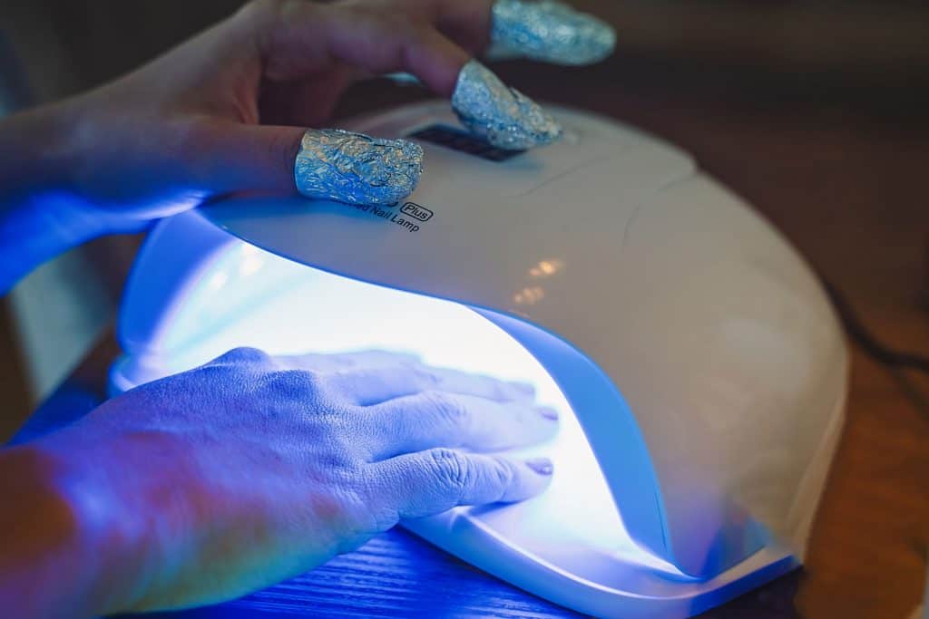 UV nail lamp, gel polish manicure process