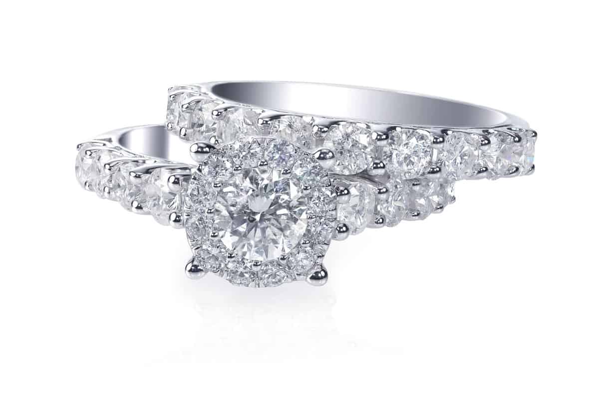 Stack of diamond gemstone wedding engagement rings
