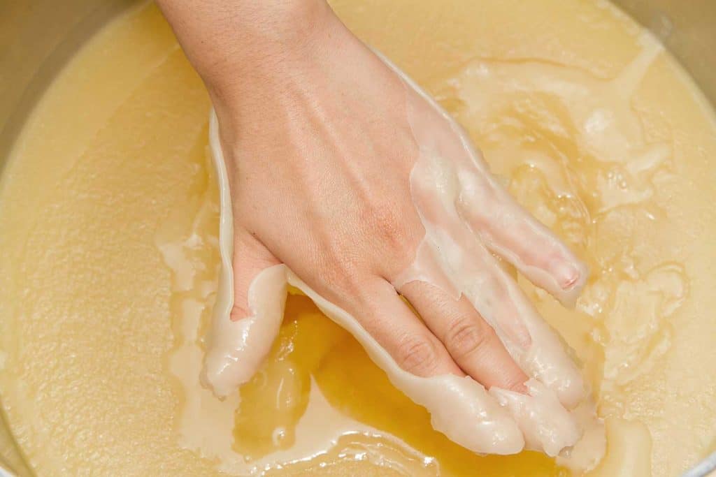 Paraffin hand bath spa hand treatment at spa salon