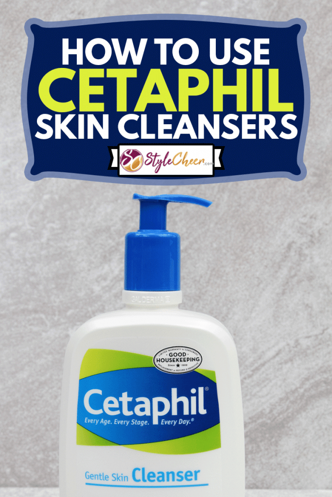 A plastic dispenser bottle of Cetaphil gentle skin cleanser. Cetaphil is a soap free cleanser for sensitive skin, How To Use Cetaphil Skin Cleansers