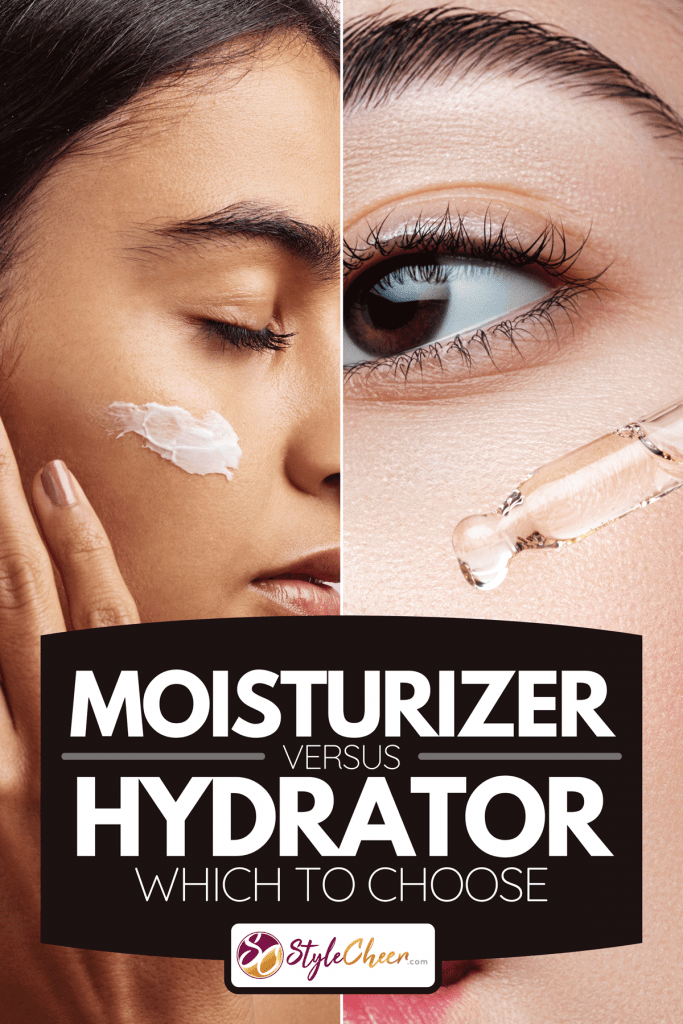 Collage of moisturizer and hydrator applied on a woman's face, Moisturizer Vs Hydrator - Which To Choose