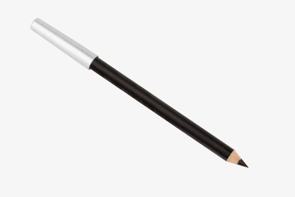 A newly sharpened eyeliner on a white background