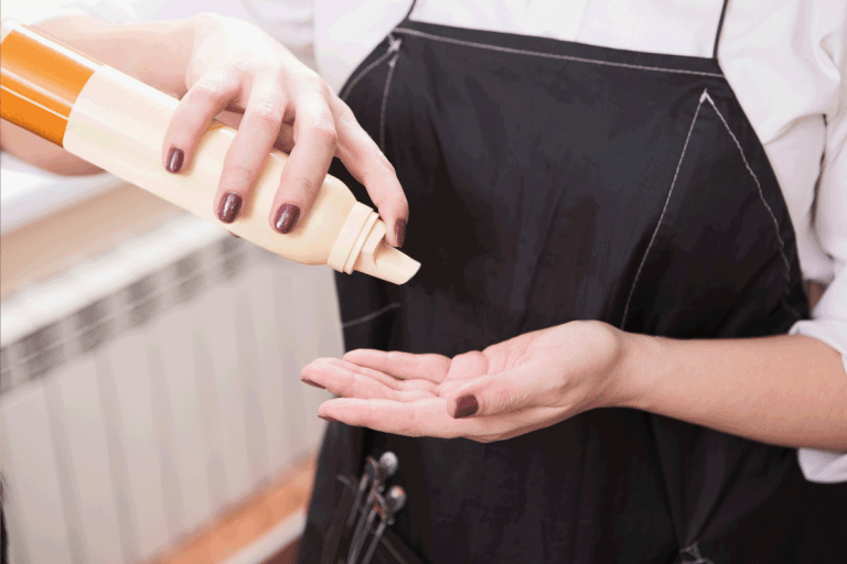 hairdresser pouring hair mousse from a canister. Does Hair Mousse Stain Clothes