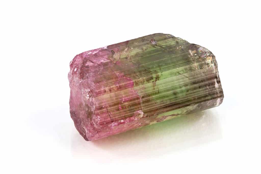 A big chunk of tourmaline crystal with different colors