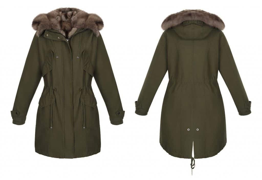 Luxurious fashionable parka with fur