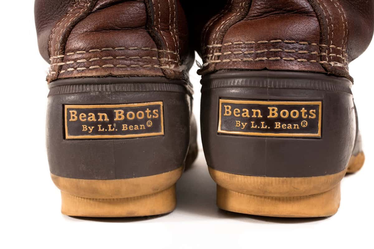 A pair of bean boots by L.L Bean on a white background