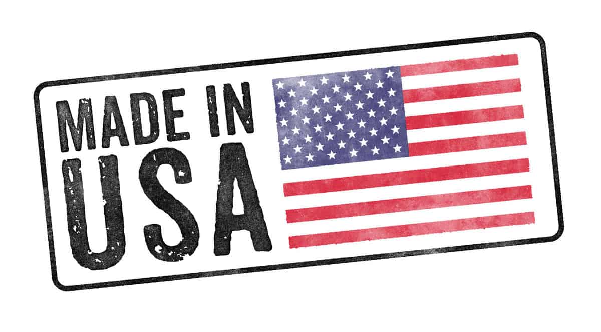 Made in the USA sign on a white background