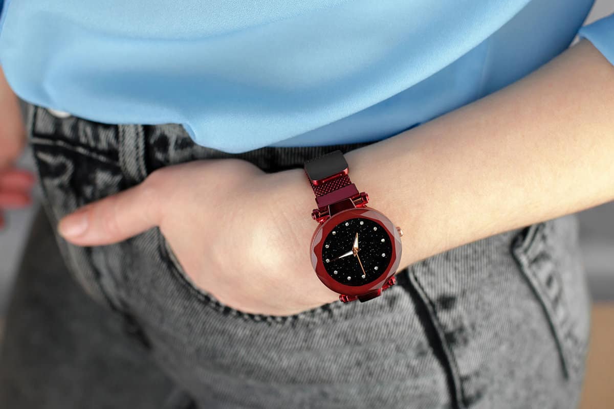 A gorgeous burgundy colored watch