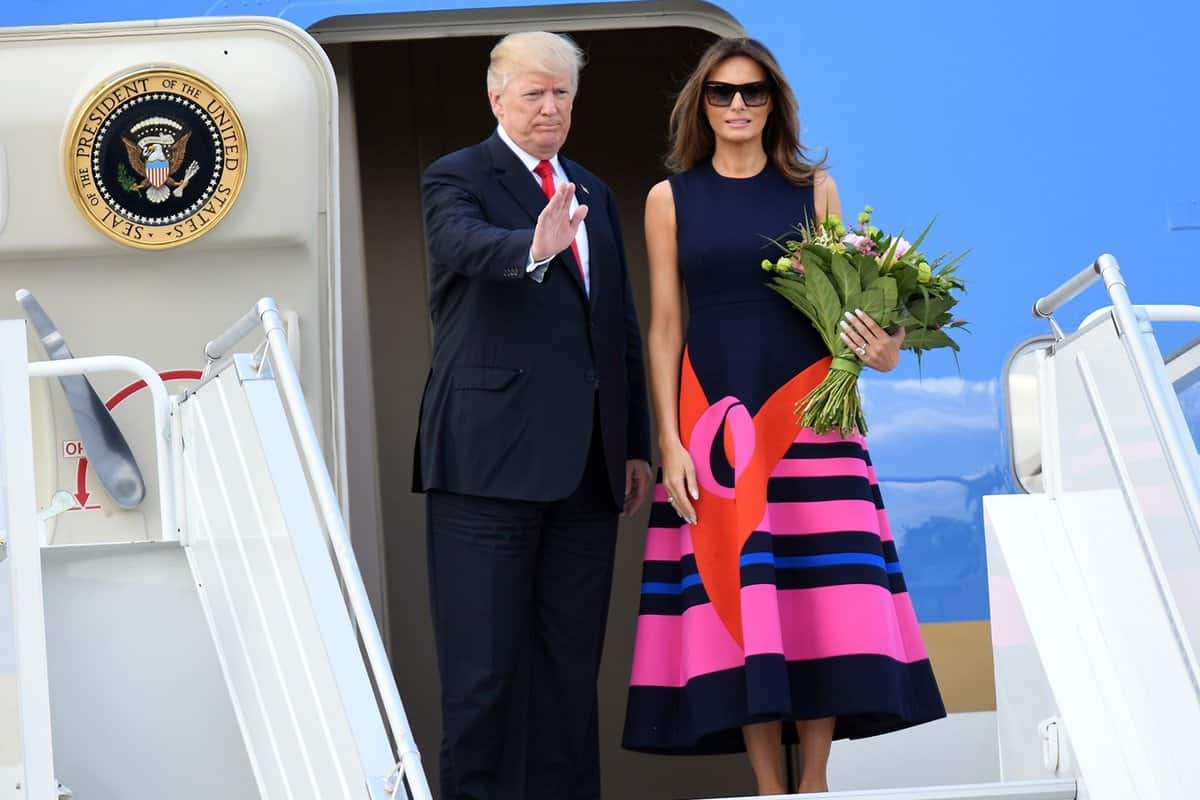 Donald and Melania Trump's departure from Warsaw Chopin Airport