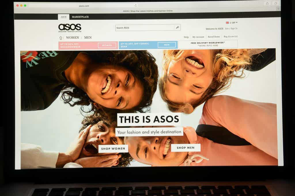 ASOS website homepage