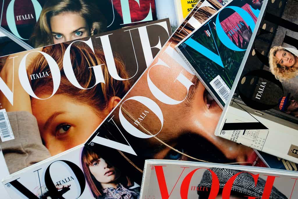 Pile of italian vogue magazines