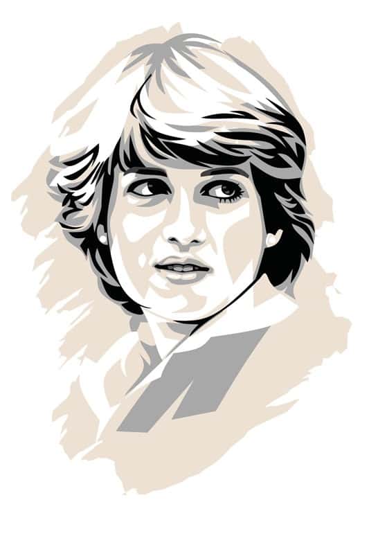 Princess Wales, Lady Diana portrait illustration
