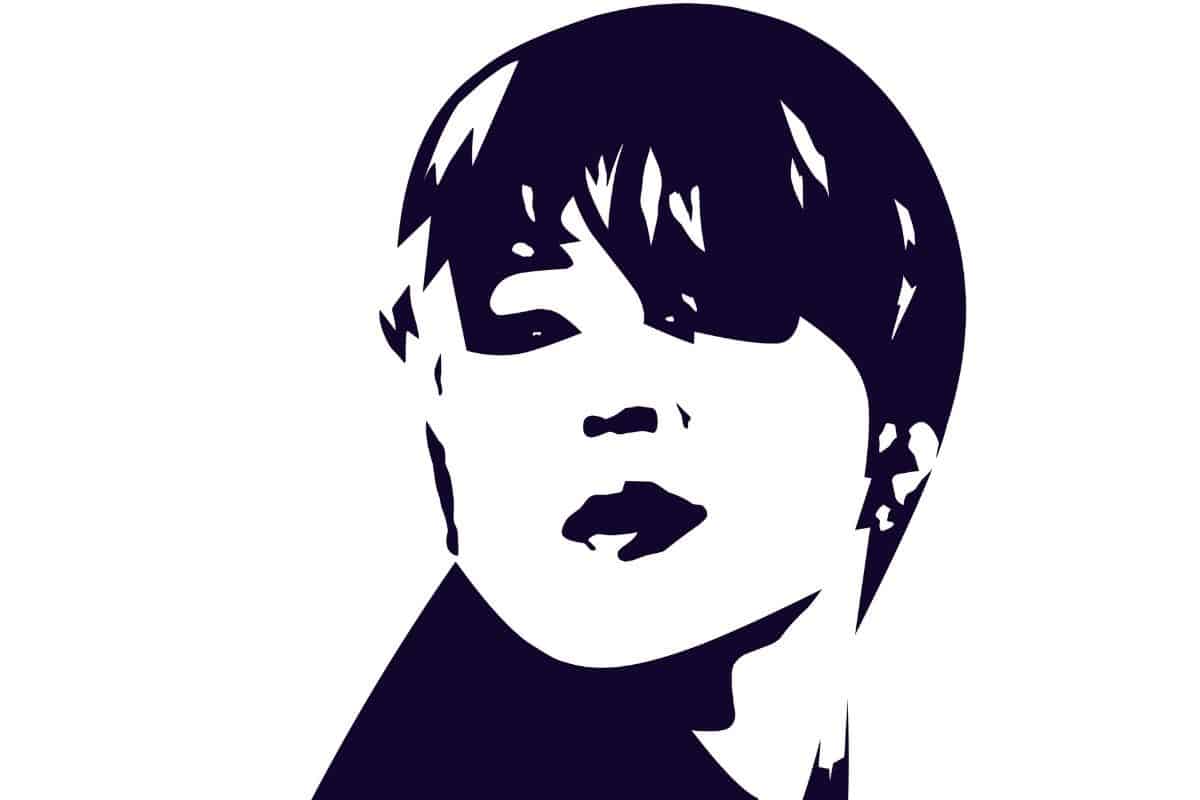 Vector silhouette of jimin bts on a white background.