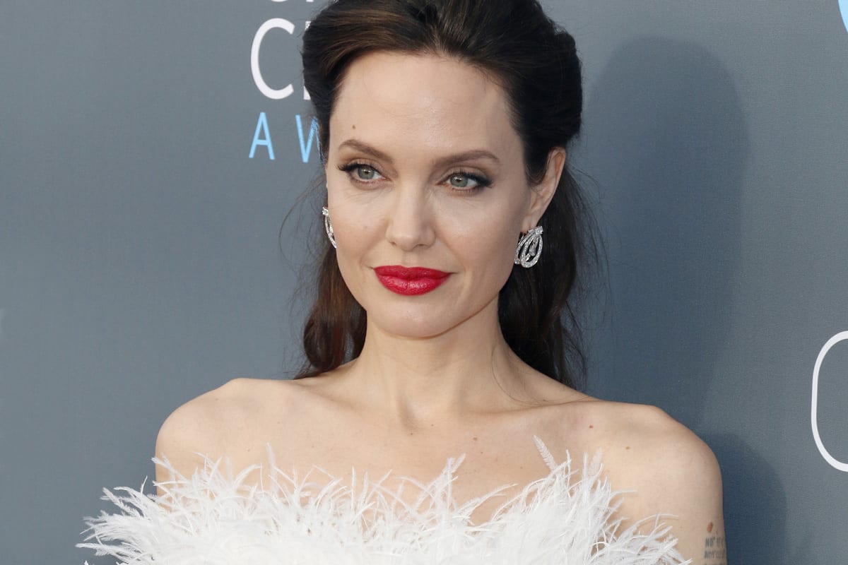 Angelina Jolie at the 23rd Annual Critics' Choice Awards held at the Barker Hangar in Santa Monica