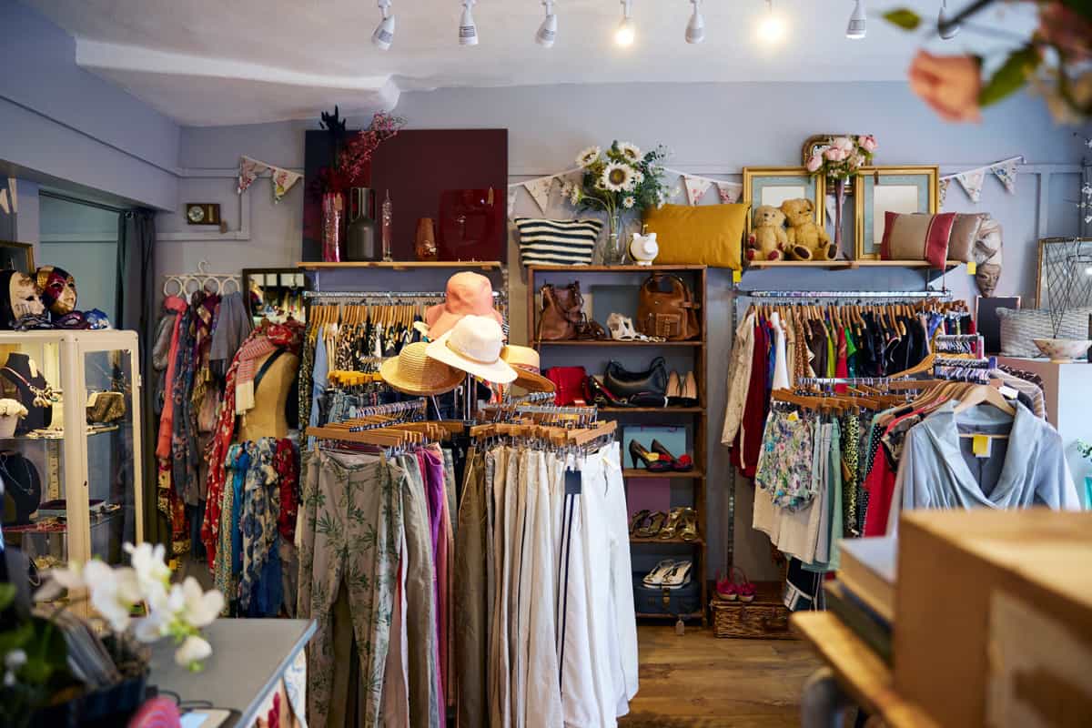 Interior Of Thrift Store Selling Used And Sustainable Clothing And Household Goods, TikTok User Transforms Thrift Store Finds into High-Fashion Outfits!