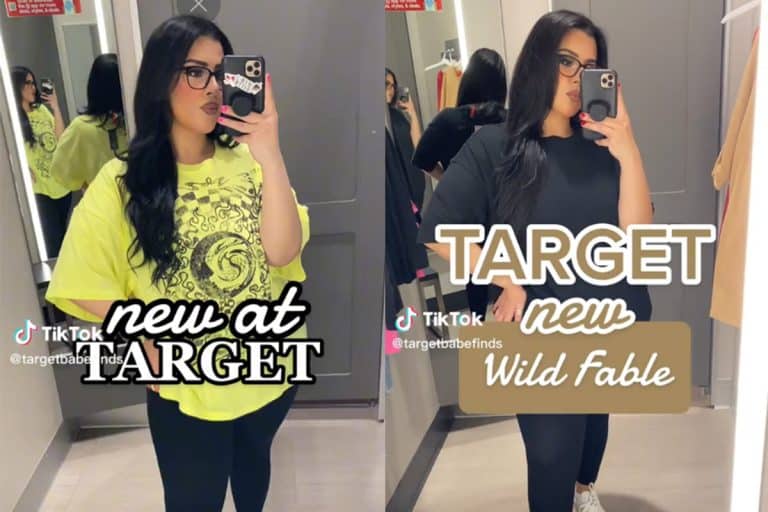 New clothes in Target big oversized shirts wear by a woman, Fashion Influencer @TargetFindBabes Goes Viral for Affordable and Inclusive Target Hauls