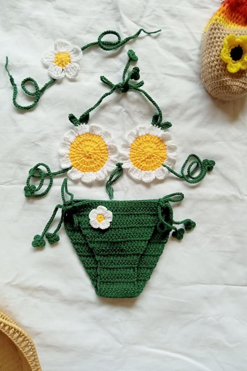 Green crocheted bikini