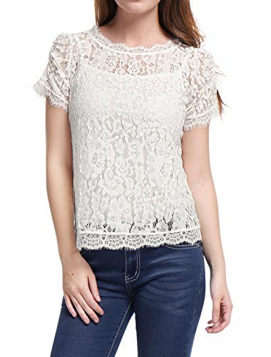 short sleeve, sheer lace top