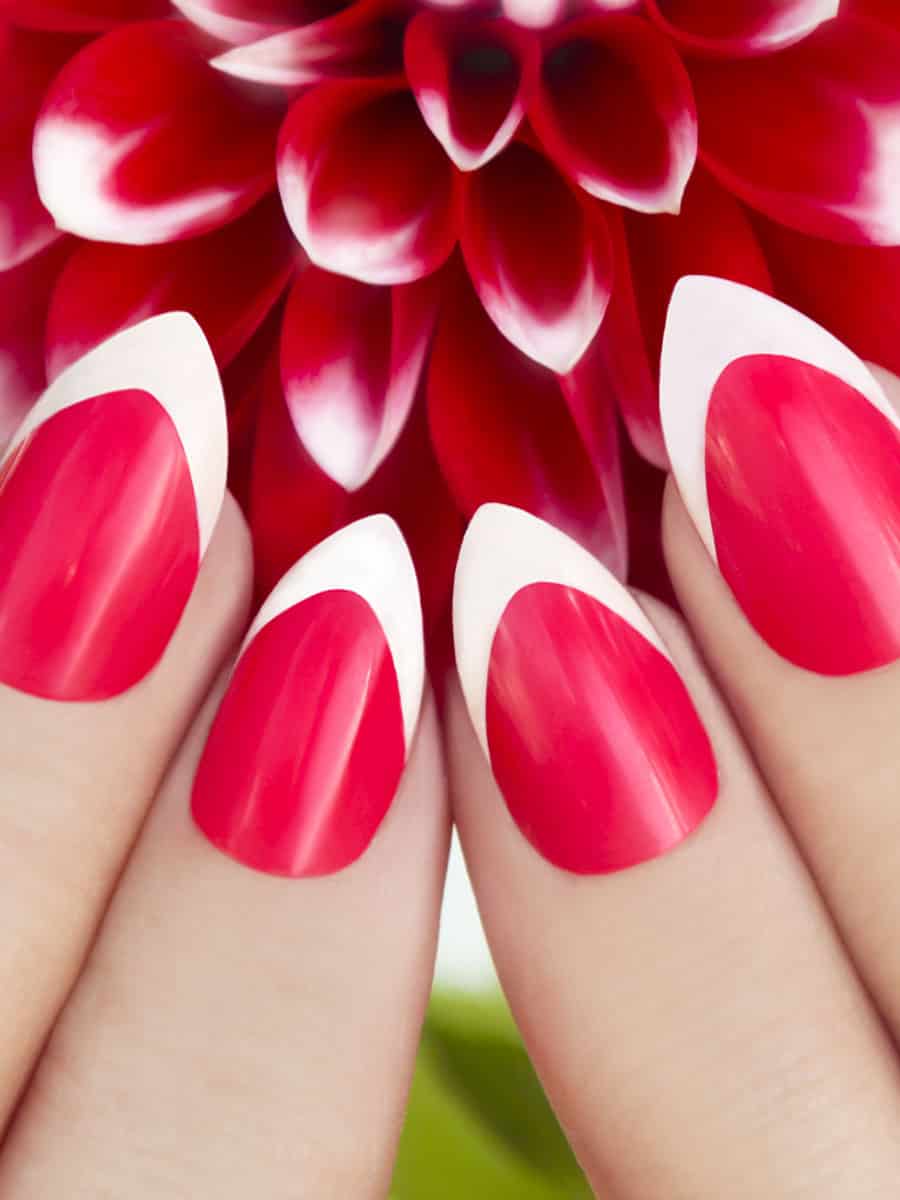 red nails with white French tips