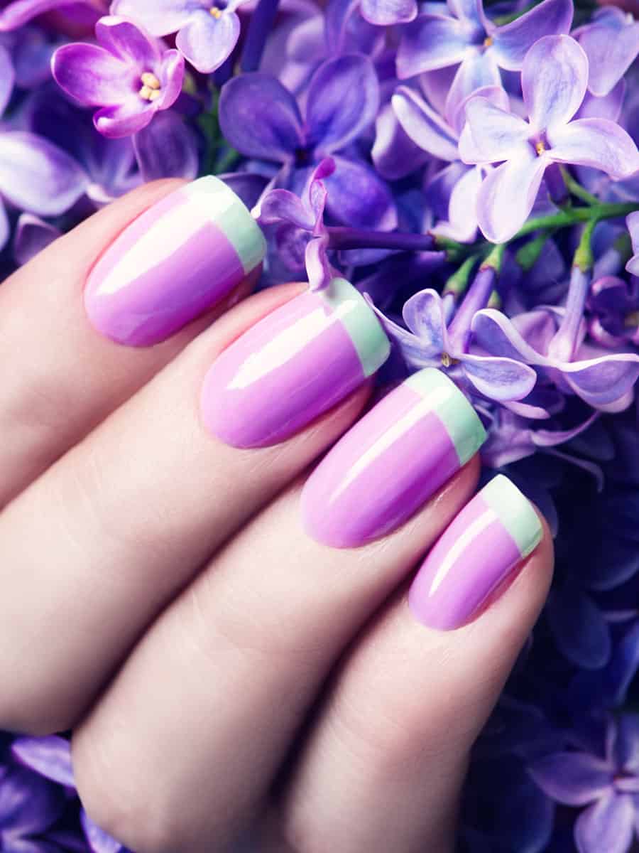 lavender and mint French manicure