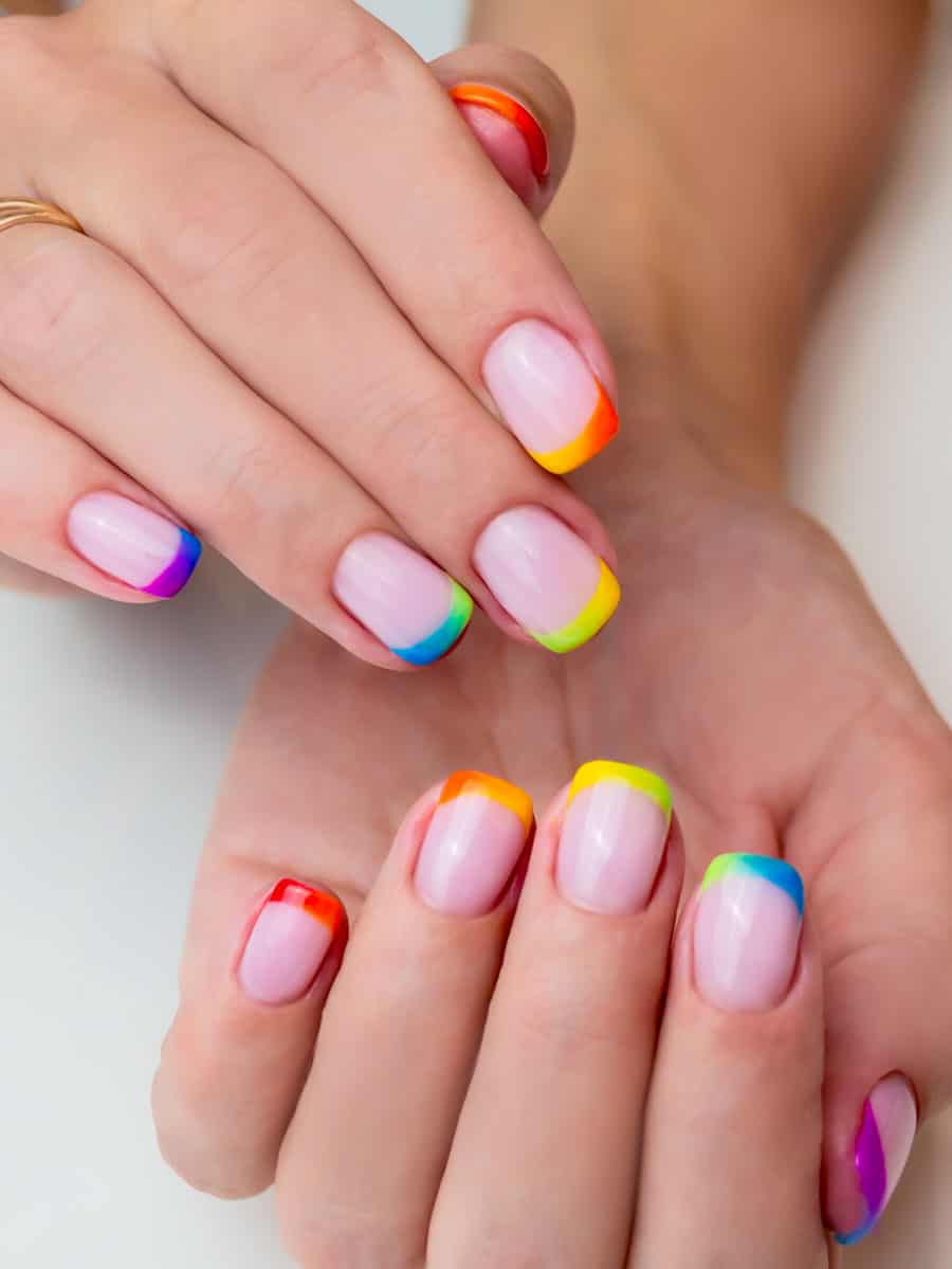 rainbow French manicure tips