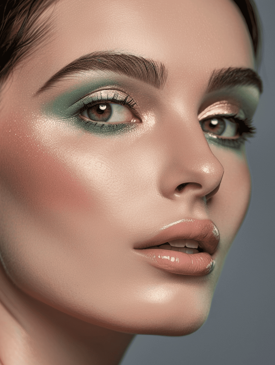 Woman with a soft green eyeshadow