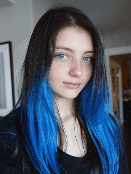 Subtle Blue Black Fade hairstyle