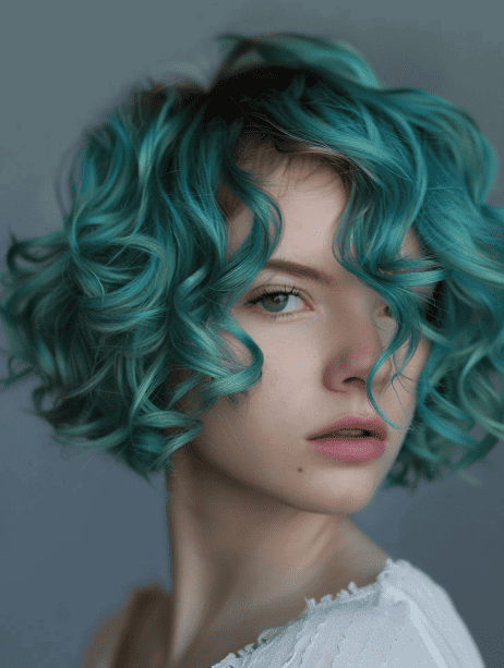 Curly Teal Whisper hairstyle