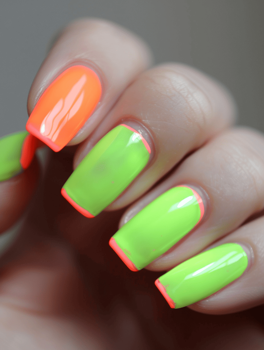  fluorescent green with neon orange 