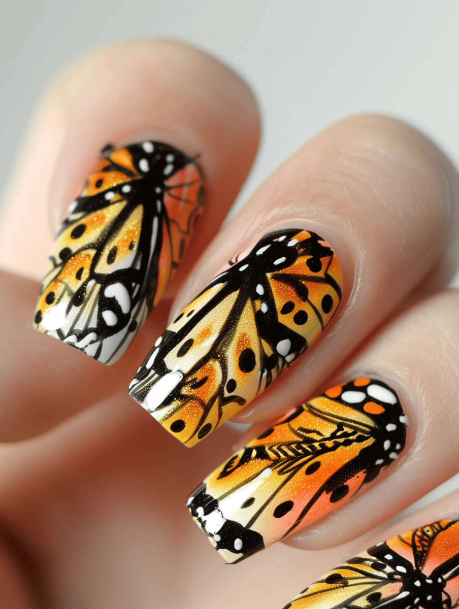 Animal print nail art. Butterfly wing patterns