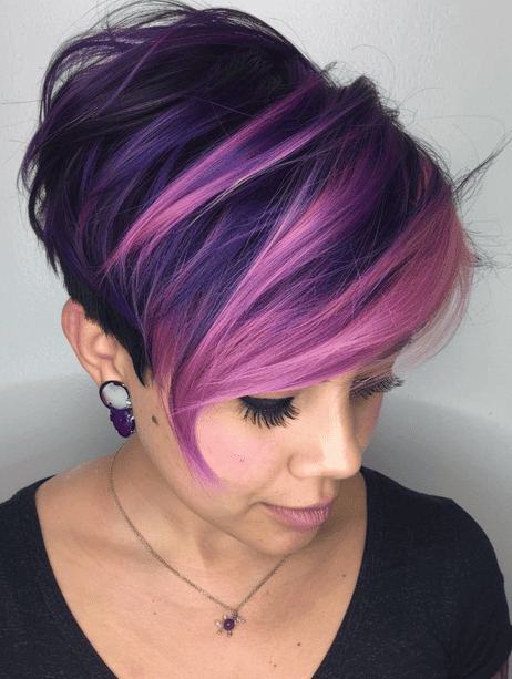 a woman with Eye-Catching Long Pixie hair
