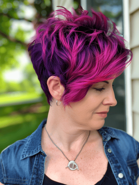 a woman with Natural Dimensional Pixie hair