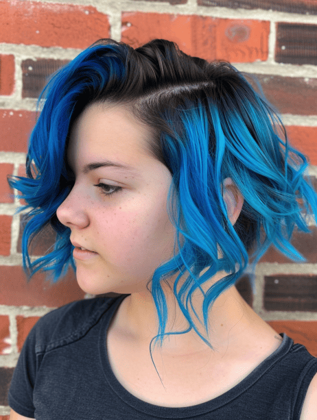High-Low Blue Contrast hairstyle