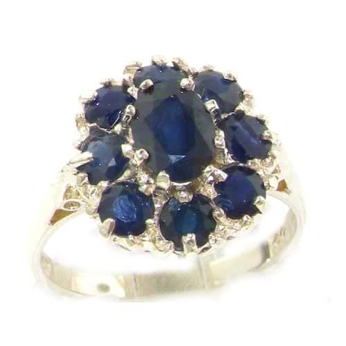 White Gold Real Genuine Sapphire Womens Band Ring