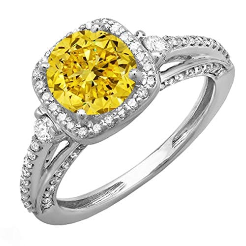 Round Gemstone & White Diamond Ladies Halo Engagement Ring