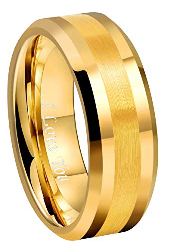 Gold Tungsten Carbide Wedding Band Ring