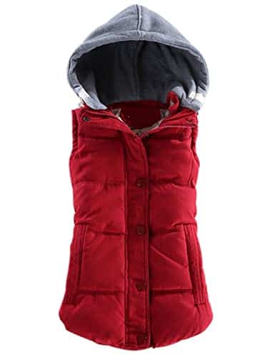 Women\'s Slim Sleeveless Quilted Removable Hooded Winter Puffer Vest Coat