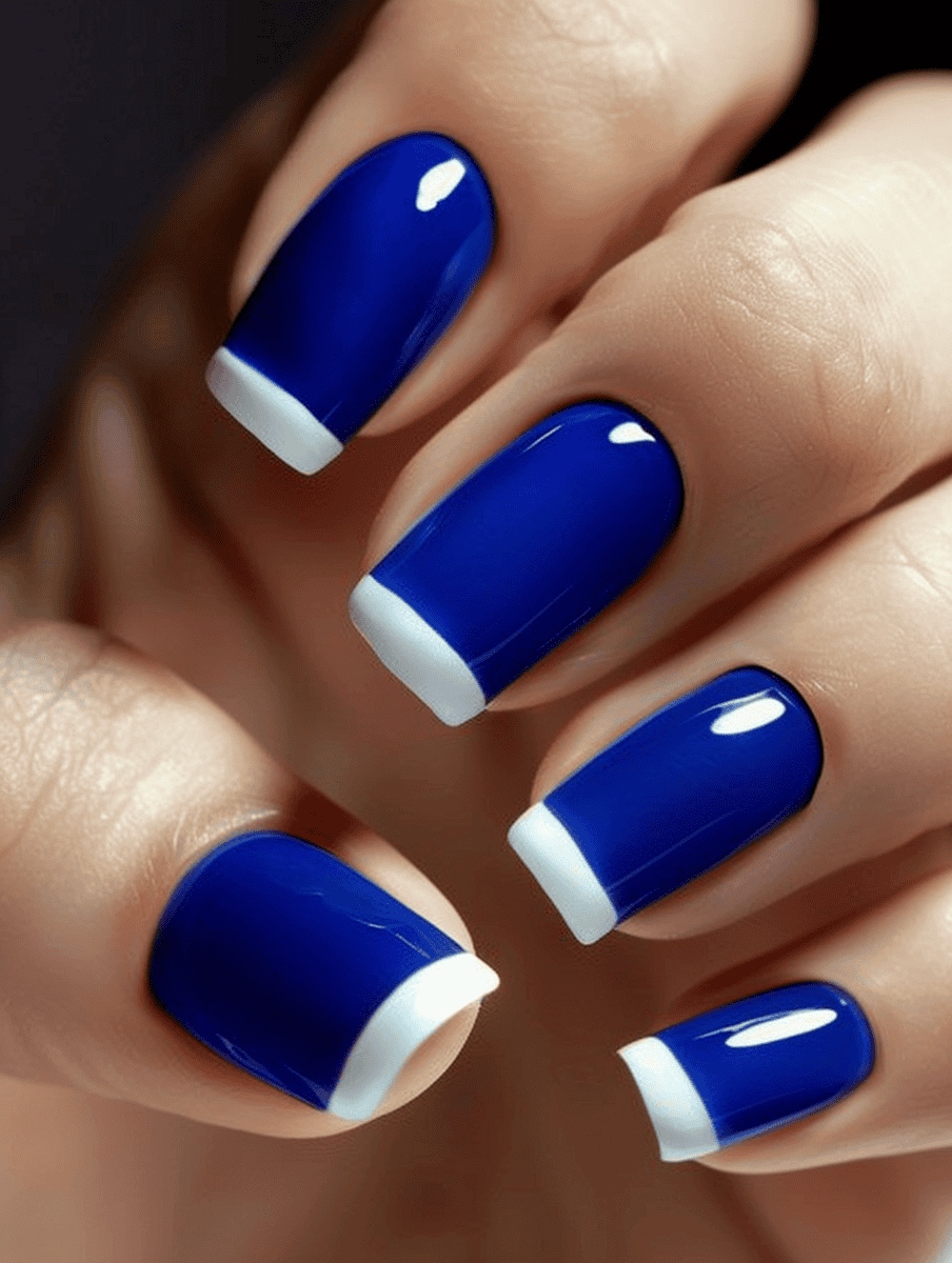 Blue and White French Tips