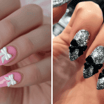 Collage of Prom Nail Inspo with Bows