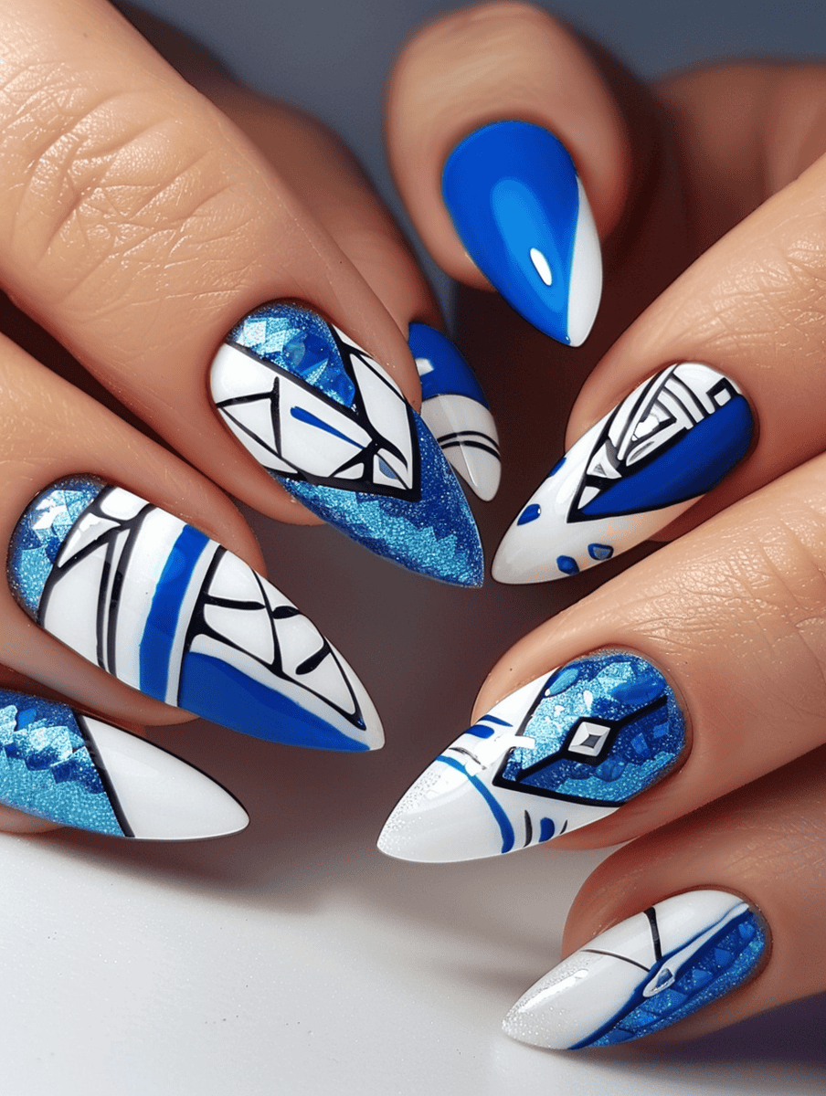Geometric Patterns in Blue and White